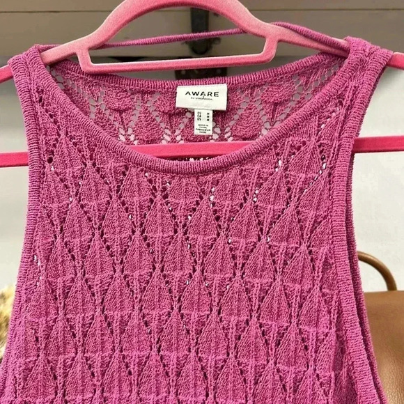 Aware By Vero Moda Crochet Sleeveless Knitted Dress Size Medium - Picture 4 of 7
